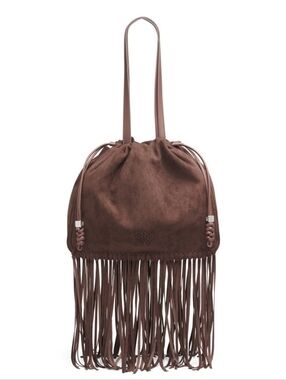 DKNY Halle Large Drawstring Tote Bag Purse Chocolate Brown New